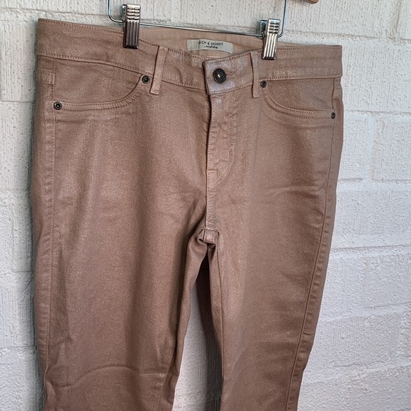 Rich & Skinny Metallic Stretch Rose Gold Skinny Jegging Jeans sz 29 - Picture 2 of 7